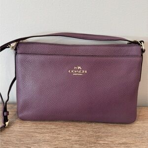 Coach Journal Plum Polished Pebbled Leather Crossbody Bag